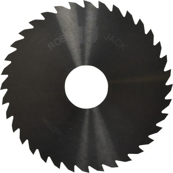 RobbJack - 4" Diam x 1/16" Blade Thickness x 1" Arbor Hole Diam, 36 Tooth Slitting and Slotting Saw - Arbor Connection, Right Hand, Uncoated, Solid Carbide, Concave Ground - Exact Tooling