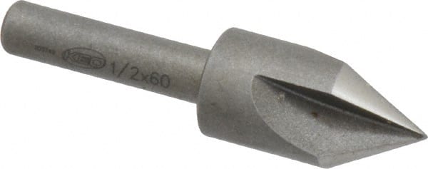 Keo - 1/2" Head Diam, 1/4" Shank Diam, 3 Flute 60° High Speed Steel Countersink - Exact Tooling