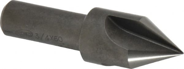 Keo - 3/4" Head Diam, 1/2" Shank Diam, 3 Flute 60° High Speed Steel Countersink - Exact Tooling