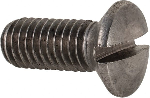 Value Collection - M8x1.25 Metric Coarse, 20mm OAL Slotted Drive Machine Screw - Oval Head, Grade 18-8 & A2 Stainless Steel, Uncoated, Without Washer - Exact Tooling