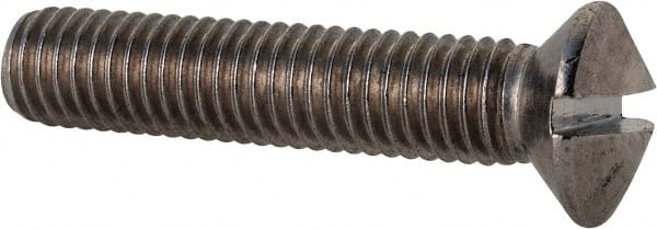 Value Collection - M8x1.25 Metric Coarse, 40mm OAL Slotted Drive Machine Screw - Oval Head, Grade 18-8 & A2 Stainless Steel, Uncoated, Without Washer - Exact Tooling