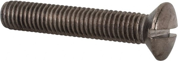 Value Collection - M8x1.25 Metric Coarse, 45mm OAL Slotted Drive Machine Screw - Oval Head, Grade 18-8 & A2 Stainless Steel, Uncoated, Without Washer - Exact Tooling
