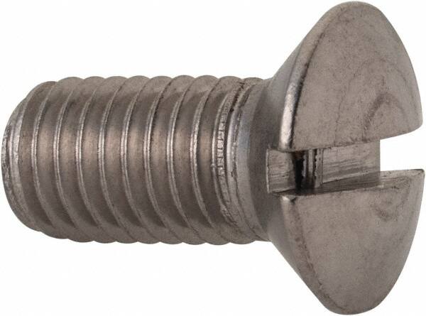 Value Collection - M10x1.50, 20mm OAL Slotted Drive Machine Screw - Oval Head, Grade 18-8 & A2 Stainless Steel, Uncoated, Without Washer - Exact Tooling
