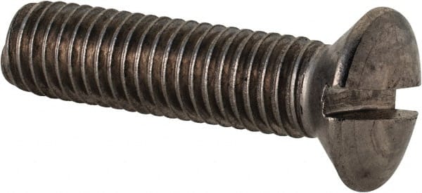 Value Collection - M10x1.50 Metric Coarse, 40mm OAL Slotted Drive Machine Screw - Oval Head, Grade 18-8 & A2 Stainless Steel, Uncoated, Without Washer - Exact Tooling