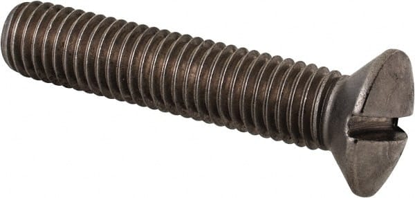Value Collection - M10x1.50 Metric Coarse, 50mm OAL Slotted Drive Machine Screw - Oval Head, Grade 18-8 & A2 Stainless Steel, Uncoated, Without Washer - Exact Tooling