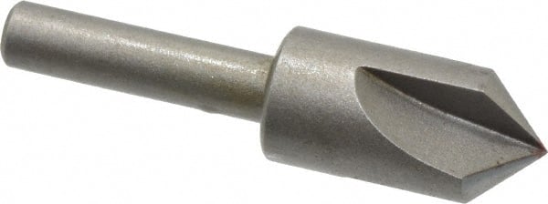 Keo - 1/2" Head Diam, 1/4" Shank Diam, 3 Flute 90° High Speed Steel Countersink - Bright Finish, 2" OAL, Single End, Straight Shank, Right Hand Cut - Exact Tooling