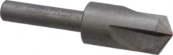 Keo - 1/2" Head Diam, 1/4" Shank Diam, 3 Flute 120° High Speed Steel Countersink - Bright Finish, 2" OAL, Single End, Straight Shank, Right Hand Cut - Exact Tooling