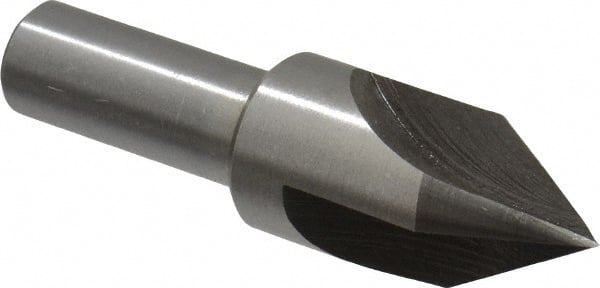 Interstate - 3/4" Head Diam, 1/2" Shank Diam, 3 Flute 60° High Speed Steel Countersink - Bright Finish, 2-3/4" OAL, Single End, Straight Shank, Right Hand Cut - Exact Tooling