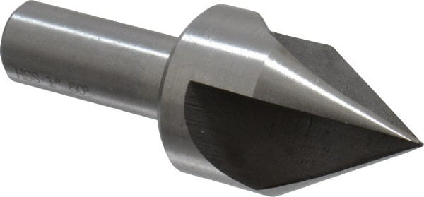 Interstate - 1" Head Diam, 1/2" Shank Diam, 3 Flute 60° High Speed Steel Countersink - Exact Tooling