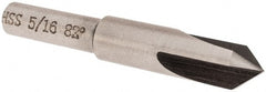 Interstate - 5/16" Head Diam, 1/4" Shank Diam, 3 Flute 82° High Speed Steel Countersink - Bright Finish, 2" OAL, Single End, Straight Shank, Right Hand Cut - Exact Tooling