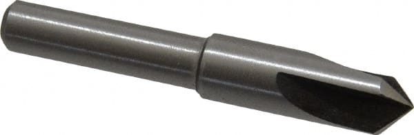 Interstate - 5/16" Head Diam, 1/4" Shank Diam, 3 Flute 90° High Speed Steel Countersink - Bright Finish, 2" OAL, Single End, Straight Shank, Right Hand Cut - Exact Tooling