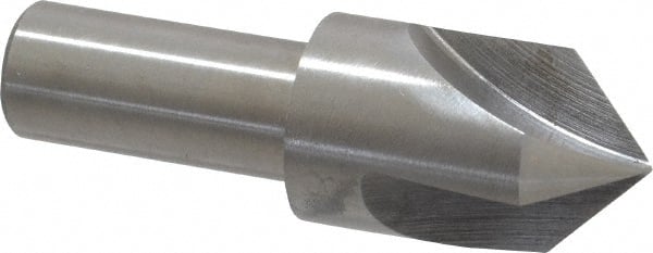 Interstate - 3/4" Head Diam, 1/2" Shank Diam, 3 Flute 90° High Speed Steel Countersink - Bright Finish, 2-3/4" OAL, Single End, Straight Shank, Right Hand Cut - Exact Tooling
