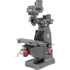 Jet - 9" Table Width x 49" Table Length, Variable Speed Pulley Control, 3 Phase Knee Milling Machine - R8 Spindle Taper, 3 hp - Exact Tooling