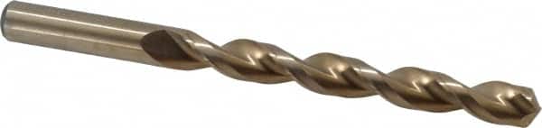 Cleveland - 7/16" 135° Cobalt Jobber Drill - Oxide/Gold Finish, Right Hand Cut, Parabolic Flute, Straight Shank, 5-1/2" OAL, Split Point - Exact Tooling