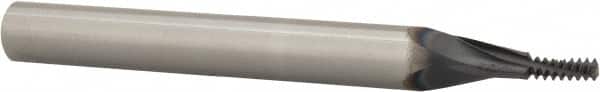 Scientific Cutting Tools - #6-32 UNC, 0.1" Cutting Diam, 3 Flute, Solid Carbide Helical Flute Thread Mill - Internal Thread, 0.263" LOC, 2-1/2" OAL, 1/4" Shank Diam - Exact Tooling