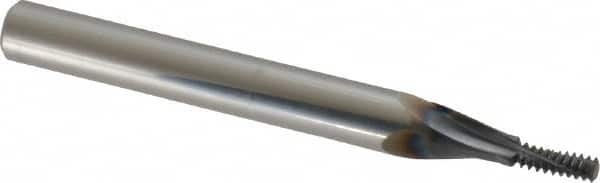 Scientific Cutting Tools - #10-32 UNF, 0.12" Cutting Diam, 3 Flute, Solid Carbide Helical Flute Thread Mill - Internal Thread, 0.326" LOC, 2-1/2" OAL, 1/4" Shank Diam - Exact Tooling
