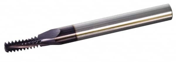 Scientific Cutting Tools - 7/16-14 UNC, 0.345" Cutting Diam, 4 Flute, Solid Carbide Helical Flute Thread Mill - Internal/External Thread, 0.814" LOC, 3-1/2" OAL, 3/8" Shank Diam - Exact Tooling
