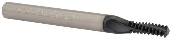 Scientific Cutting Tools - 1/4-20 UNC, 0.18" Cutting Diam, 3 Flute, Solid Carbide Helical Flute Thread Mill - Internal Thread, 0.521" LOC, 2-1/2" OAL, 1/4" Shank Diam - Exact Tooling