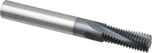 Scientific Cutting Tools - 9/16-18 UNF, 0.37" Cutting Diam, 4 Flute, Solid Carbide Helical Flute Thread Mill - Internal Thread, 0.911" LOC, 3" OAL, 3/8" Shank Diam - Exact Tooling