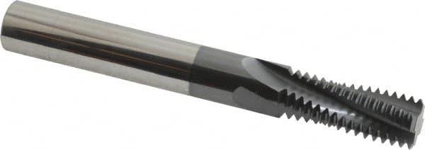 Scientific Cutting Tools - 3/4-12 UN, 0.495" Cutting Diam, 4 Flute, Solid Carbide Helical Flute Thread Mill - Internal Thread, 1.283" LOC, 4" OAL, 1/2" Shank Diam - Exact Tooling