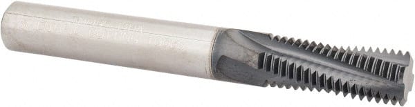 Scientific Cutting Tools - 3/4-14 UNS, 0.495" Cutting Diam, 4 Flute, Solid Carbide Helical Flute Thread Mill - Internal Thread, 1.314" LOC, 4" OAL, 1/2" Shank Diam - Exact Tooling