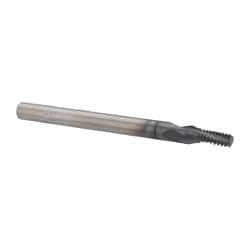 Accupro - #10-28 UNS, 0.14" Cutting Diam, 3 Flute, Solid Carbide Helical Flute Thread Mill - Internal Thread, 5/16" LOC, 2-1/2" OAL, 3/16" Shank Diam - Exact Tooling