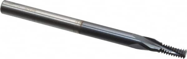 Accupro - #10-32 UNF, 0.14" Cutting Diam, 3 Flute, Solid Carbide Helical Flute Thread Mill - Internal Thread, 5/16" LOC, 2-1/2" OAL, 3/16" Shank Diam - Exact Tooling