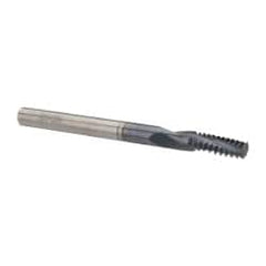 Accupro - 1/4-20 UNC, 0.18" Cutting Diam, 3 Flute, Solid Carbide Helical Flute Thread Mill - Internal Thread, 1/2" LOC, 2-1/2" OAL, 3/16" Shank Diam - Exact Tooling