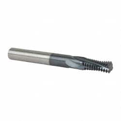 Accupro - 7/16-14 UNC, 0.345" Cutting Diam, 4 Flute, Solid Carbide Helical Flute Thread Mill - Internal Thread, 3/4" LOC, 3" OAL, 3/8" Shank Diam - Exact Tooling