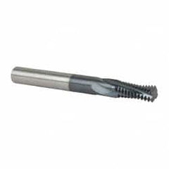 Accupro - 7/16-14 UNC, 0.345" Cutting Diam, 4 Flute, Solid Carbide Helical Flute Thread Mill - Internal Thread, 3/4" LOC, 3" OAL, 3/8" Shank Diam - Exact Tooling