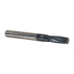 Accupro - 1/2-13 UNC, 0.37" Cutting Diam, 4 Flute, Solid Carbide Helical Flute Thread Mill - Internal Thread, 7/8" LOC, 3-1/2" OAL, 3/8" Shank Diam - Exact Tooling
