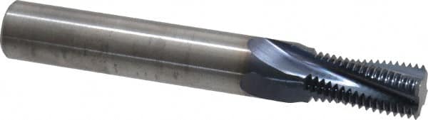 Accupro - 9/16-18 UNF, 0.45" Cutting Diam, 4 Flute, Solid Carbide Helical Flute Thread Mill - Internal Thread, 7/8" LOC, 3-1/2" OAL, 1/2" Shank Diam - Exact Tooling