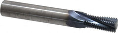Accupro - 9/16-18 UNF, 0.45" Cutting Diam, 4 Flute, Solid Carbide Helical Flute Thread Mill - Internal Thread, 7/8" LOC, 3-1/2" OAL, 1/2" Shank Diam - Exact Tooling