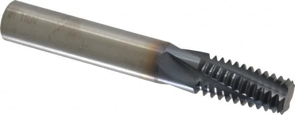 Accupro - 5/8-11 UNC, 0.49" Cutting Diam, 4 Flute, Solid Carbide Helical Flute Thread Mill - Internal Thread, 1" LOC, 3-1/2" OAL, 1/2" Shank Diam - Exact Tooling