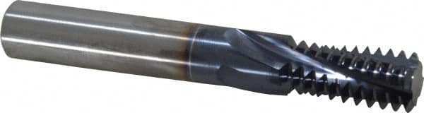 Accupro - 3/4-10 UNC, 0.49" Cutting Diam, 4 Flute, Solid Carbide Helical Flute Thread Mill - Internal Thread, 1" LOC, 3-1/2" OAL, 1/2" Shank Diam - Exact Tooling