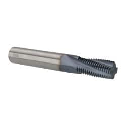 Accupro - 3/4-16 UNF, 0.49" Cutting Diam, 4 Flute, Solid Carbide Helical Flute Thread Mill - Internal Thread, 1" LOC, 3-1/2" OAL, 1/2" Shank Diam - Exact Tooling