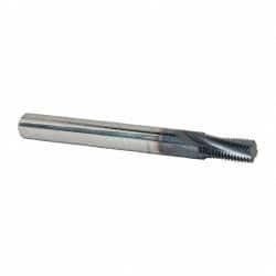 Accupro - 1/8-27 NPT, 0.3" Cutting Diam, 4 Flute, Solid Carbide Helical Flute Thread Mill - Internal Thread, 0.592" LOC, 3" OAL, 5/16" Shank Diam - Exact Tooling
