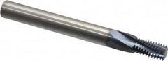 Accupro - 1/4-18 NPT, 0.36" Cutting Diam, 4 Flute, Solid Carbide Helical Flute Thread Mill - Internal Thread, 0.611" LOC, 3-1/2" OAL, 3/8" Shank Diam - Exact Tooling