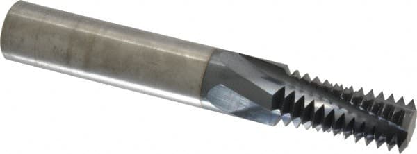 Accupro - NPT, 0.74" Cutting Diam, 4 Flute, Solid Carbide Helical Flute Thread Mill - Internal Thread, 1-1/2" LOC, 5" OAL, 3/4" Shank Diam - Exact Tooling
