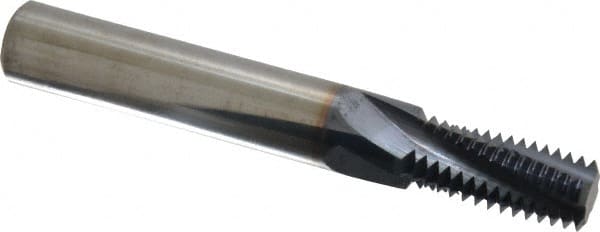 Accupro - 1/2-14 NPT, 0.49" Cutting Diam, 4 Flute, Solid Carbide Helical Flute Thread Mill - Internal Thread, 1" LOC, 3-1/2" OAL, 1/2" Shank Diam - Exact Tooling