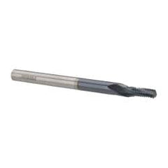Accupro - M5x0.80 Metric Coarse, 0.145" Cutting Diam, 3 Flute, Solid Carbide Helical Flute Thread Mill - Internal Thread, 5/16" LOC, 2-1/2" OAL, 3/16" Shank Diam - Exact Tooling