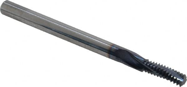 Accupro - M6x1.00 Metric Coarse, 0.17" Cutting Diam, 3 Flute, Solid Carbide Helical Flute Thread Mill - Internal Thread, 1/2" LOC, 2-1/2" OAL, 3/16" Shank Diam - Exact Tooling