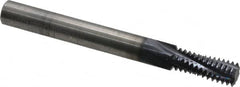 Accupro - M10x1.50 Metric Coarse, 0.3" Cutting Diam, 4 Flute, Solid Carbide Helical Flute Thread Mill - Internal Thread, 3/4" LOC, 3" OAL, 5/16" Shank Diam - Exact Tooling