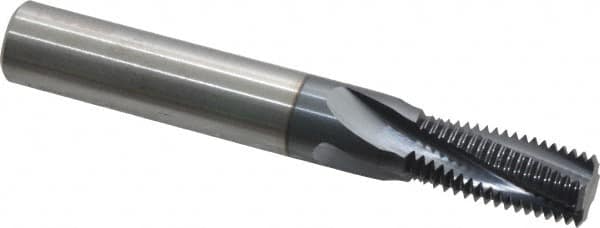 Accupro - M14x1.50 Metric Fine, 0.45" Cutting Diam, 4 Flute, Solid Carbide Helical Flute Thread Mill - Internal Thread, 1" LOC, 3-1/2" OAL, 1/2" Shank Diam - Exact Tooling
