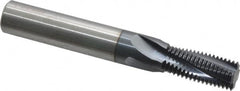 Accupro - M14x1.50 Metric Fine, 0.45" Cutting Diam, 4 Flute, Solid Carbide Helical Flute Thread Mill - Internal Thread, 1" LOC, 3-1/2" OAL, 1/2" Shank Diam - Exact Tooling