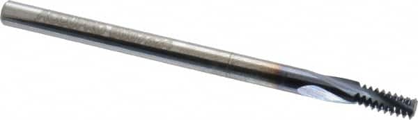 Accupro - M4.5x0.75 Metric Coarse, 0.12" Cutting Diam, 3 Flute, Solid Carbide Helical Flute Thread Mill - Internal Thread, 1/4" LOC, 63mm OAL, 1/8" Shank Diam - Exact Tooling