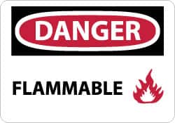 NMC - Danger - Flammable, Aluminum Fire Sign - 14" Wide x 10" High - Exact Tooling