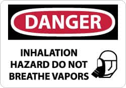 NMC - "Danger - Inhalation Hazard - Do Not Breathe Vapors", 10" Long x 14" Wide, Rigid Plastic Safety Sign - Rectangle, 0.05" Thick, Use for Accident Prevention - Exact Tooling