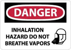 NMC - "Danger - Inhalation Hazard - Do Not Breathe Vapors", 10" Long x 14" Wide, Rigid Plastic Safety Sign - Rectangle, 0.05" Thick, Use for Accident Prevention - Exact Tooling