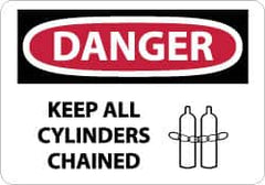 NMC - "Danger - Keep All Cylinders Chained", 10" Long x 14" Wide, Pressure-Sensitive Vinyl Safety Sign - Rectangle, 0.004" Thick, Use for Accident Prevention - Exact Tooling